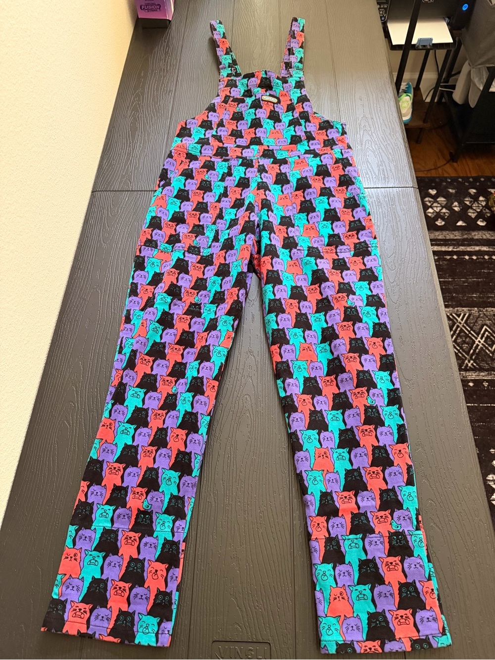 Run&Fly Multicolor Cat Print Women's Overalls Jumpsuit